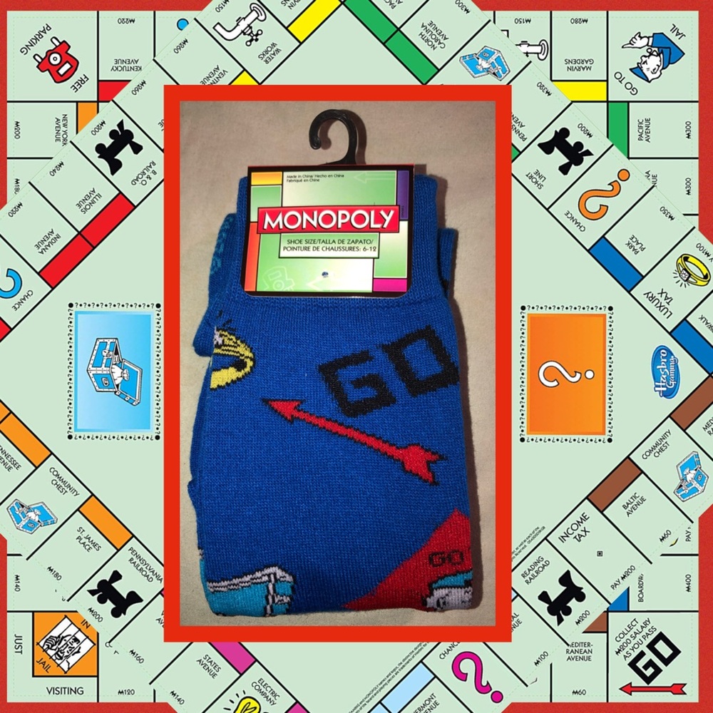 Monopoly Blue Socks! Size 6-12